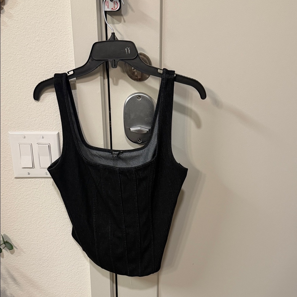 Express Black Denim Body Contour Top